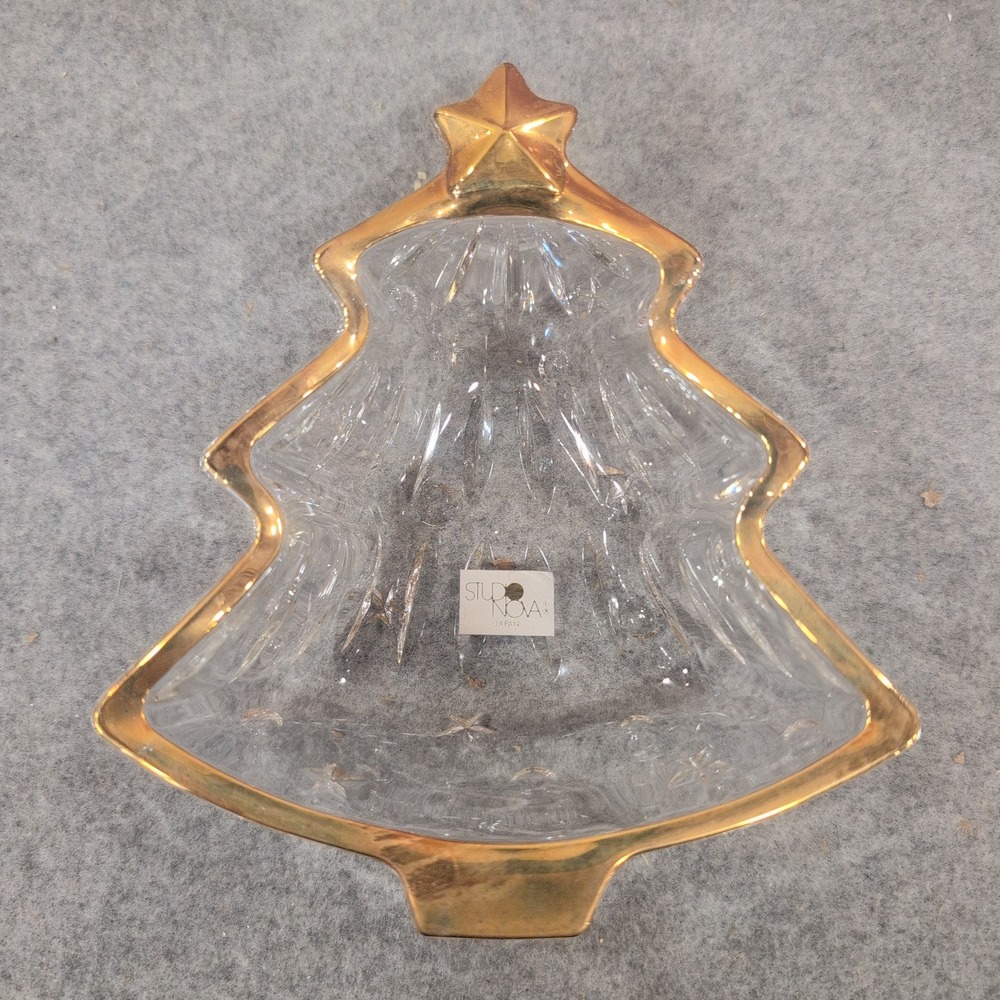 Studio Nova Yuletide Spirit Gold Sweet Dish Christmas Tree Glass Bowl Set of 3 - Picture 4 of 6